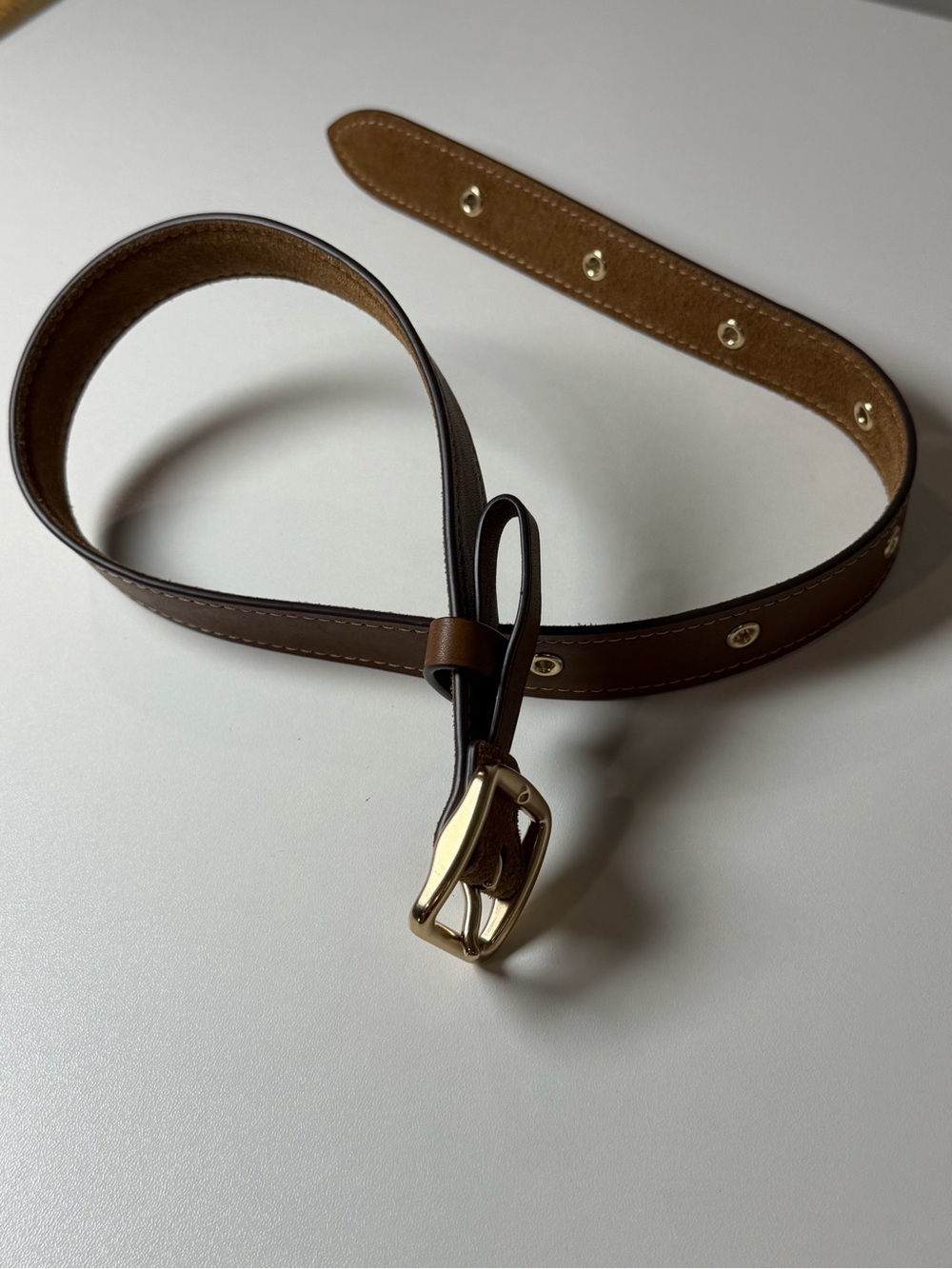 Coach Brown 29” Genuine Leather Belt with Gold-Tone Buckle